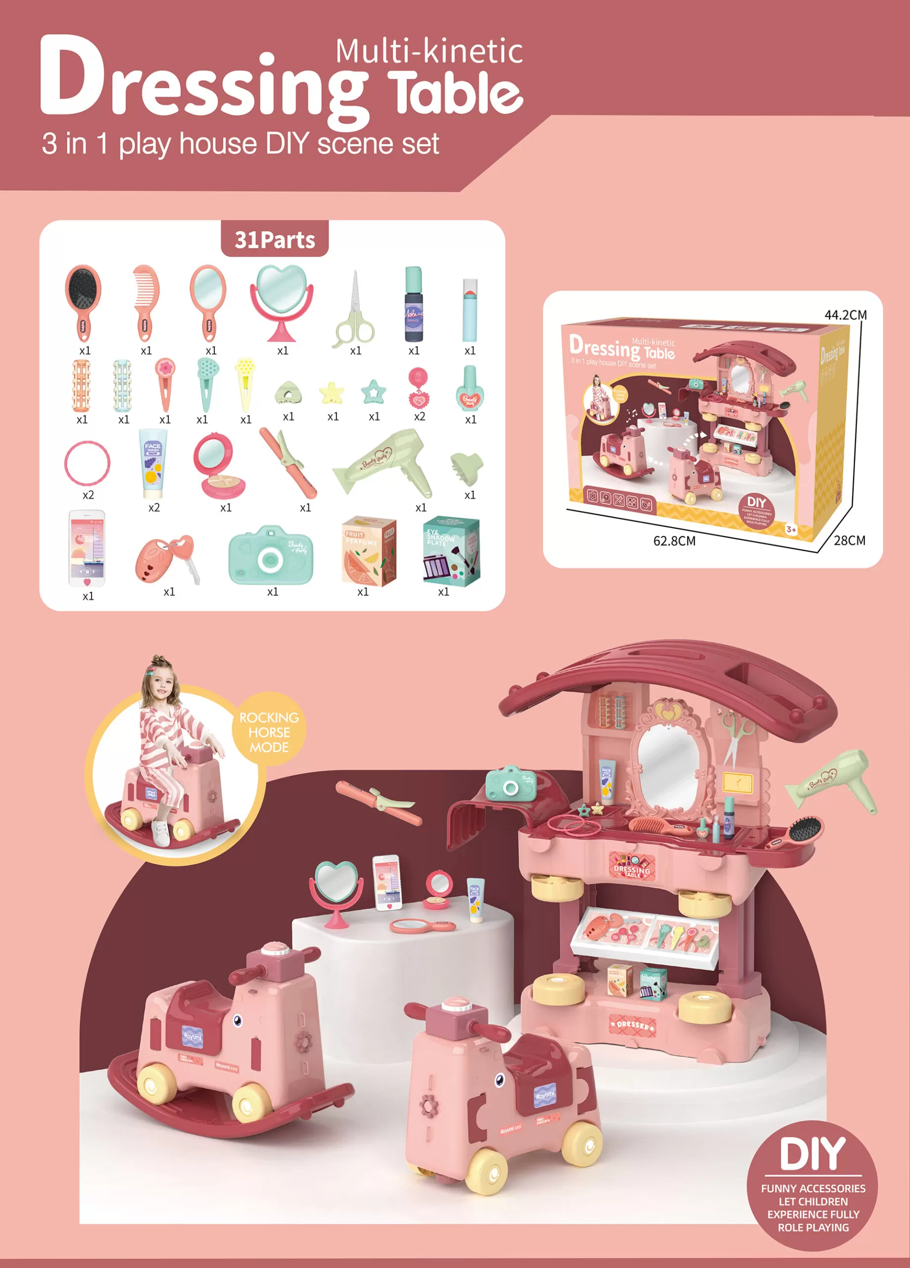 Dressing Table-3 in 1 Play House DIY Scene Set_RP504-1A